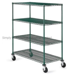 4 Tier Green Epoxy Metal Commercial Wire Shelving for Freezer Room