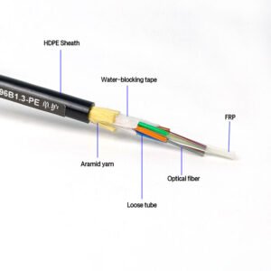 ADSS Fiber Optic Cables G652D Single Mode 12/24/48 Core 100m Span