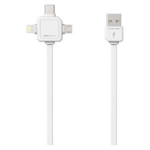 Allocacoc 3 in 1 USB Charge Sync Cable White 1500 mm Allocacoc 3 in 1 USB Charge Sync Cable White 1500 mm — Builders Store SA