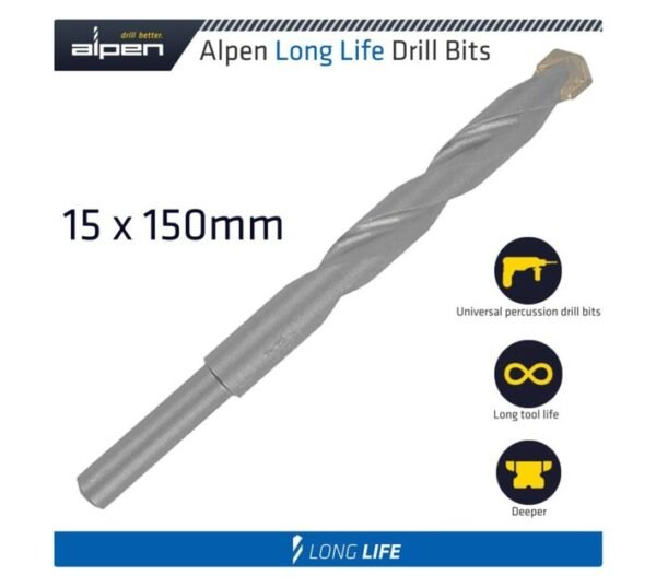 Alpen Long Life Masonry Drill Bit 150 x 15 mm Alpen Long Life Masonry Drill Bit 150 x 15 mm — Builders Store SA