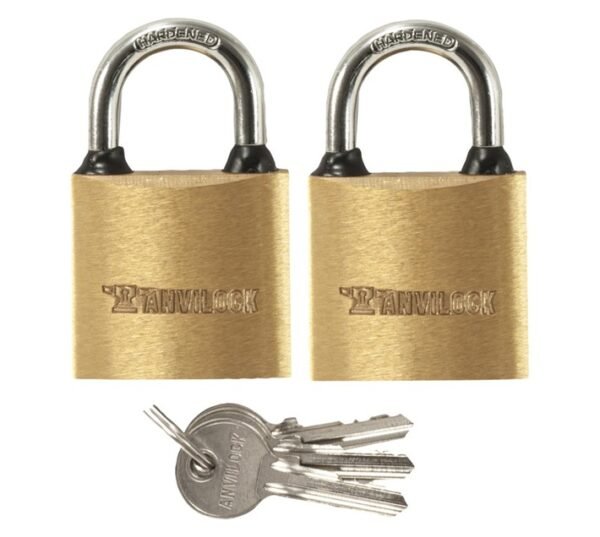 Anvilock 32mm Brass Padlock 2 Pack â€” Builders Store SA