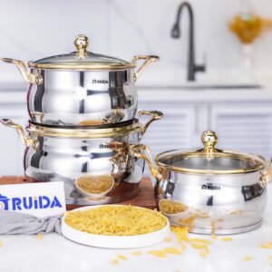 Big Capacity 6PCS Big Belly Shape Golden Plated Zinc Handle Casserole Set Big Capacity 6PCS Big Belly Shape Golden Plated Zinc Handle Casserole Set