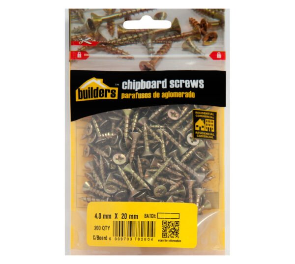 Builders 200 x Chipboard Screws 4 x 20 mm â€” Builders Store SA
