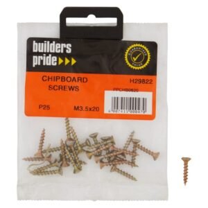 Builders 25 x Chipboard Screws 6 x 20 mm Builders 25 x Chipboard Screws 6 x 20 mm — Builders Store SA