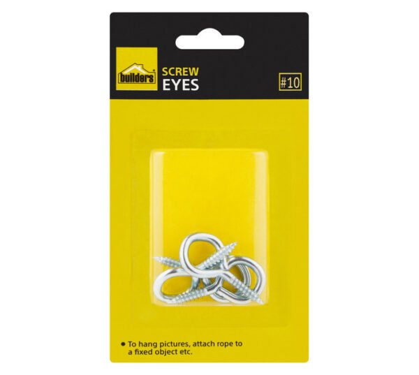 Builders 4 x A627 Screw Eyes Yellow 10 mm â€” Builders Store SA