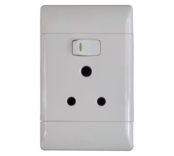 CBI Vertical Single Plug Socket 4x2 White CBI Vertical Single Plug Socket 4x2 White — Builders Store SA