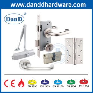 CE Fire Rated Internal External Door Lock Handle Closer Hinge Hardware Set