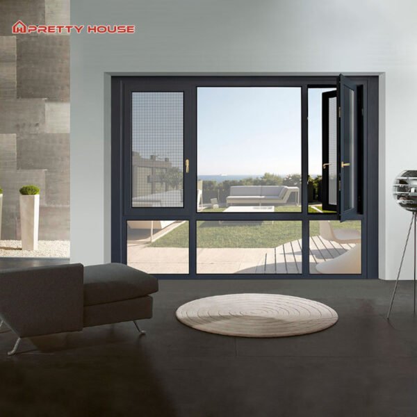 China Factory Aluminum Double Tempered Glass Casement Window with Fly Screen China Factory Aluminum Double Tempered Glass Casement Window with Fly Screen