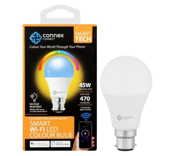 Connex Connect Smart Bulb 6W RGB A60 B22 â€” Builders Store SA