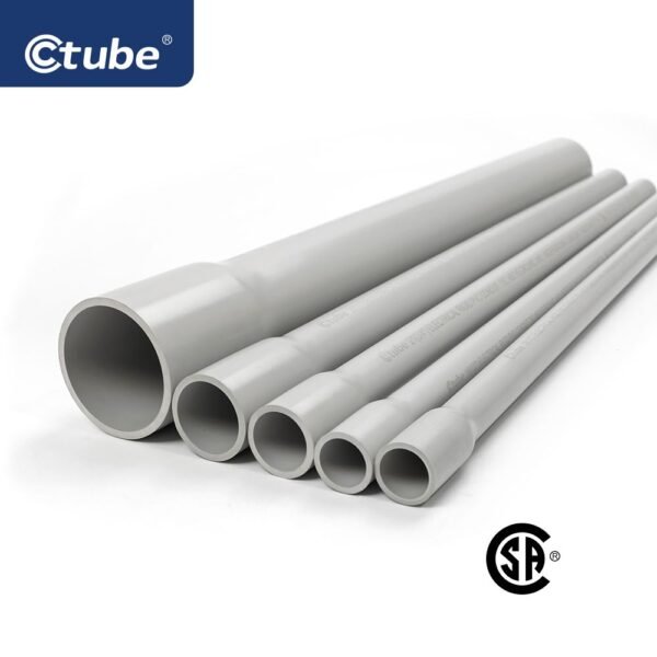 Ctube Factory Price 20FT Grey 2 4 Inch Schedule 40 Rigid PVC Electrical Conduit Pipes CSA Listed Ctube Factory Price 20FT Grey 2 4 Inch Schedule 40 Rigid PVC Electrical Conduit Pipes CSA Listed