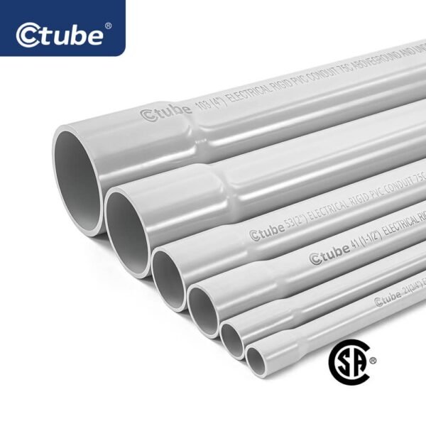 Ctube Factory Price 20FT Grey 2 4 Inch Schedule 40 Rigid PVC Electrical Conduit Pipes CSA Listed Ctube Factory Price 20FT Grey 2 4 Inch Schedule 40 Rigid PVC Electrical Conduit Pipes CSA Listed