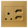 Design House 16 A Socket with 2 IEC Outlets 4x4 Gold Design House 16 A Socket with 2 IEC Outlets 4x4 Gold — Builders Store SA