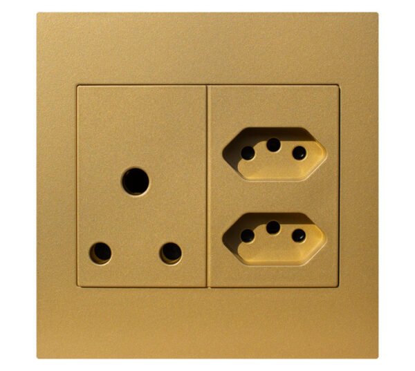 Design House 16 A Socket with 2 IEC Outlets 4x4 Gold Design House 16 A Socket with 2 IEC Outlets 4x4 Gold — Builders Store SA
