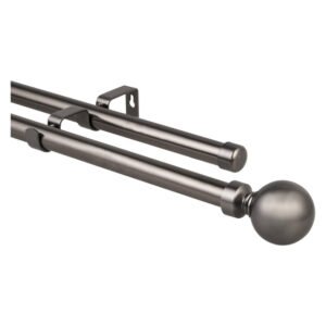 Design House Double Ball Curtain Rod Gun Metal Grey 2500 mm Design House Double Ball Curtain Rod Gun Metal Grey 2500 mm — Builders Store SA