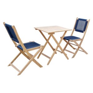 Design House Papua 3Piece Wooden Bistro Set 2Seater with Rop â€” Builders Store SA
