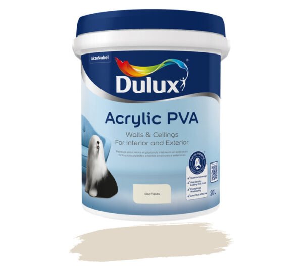 Dulux Acrylic PVA Matt Paint Oat Fields 20 L Washable Finis â€” Builders Store SA
