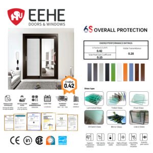 Eehe Weatherproof Black Sliding Door Patio with Fast Sliding Tempered Glass Low Maintenance Finish Weatherproof Sealing Design