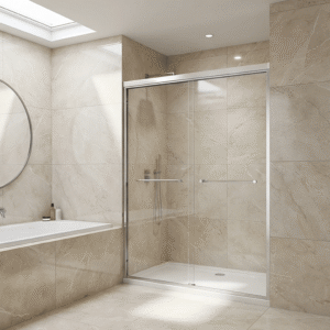 Elegant Shower Enclosure with Silently Sliding Green Rollers