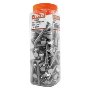 Eureka 60 x Galvanised Hex Screws and Nuts 8 x 60 mm â€” Builders Store SA