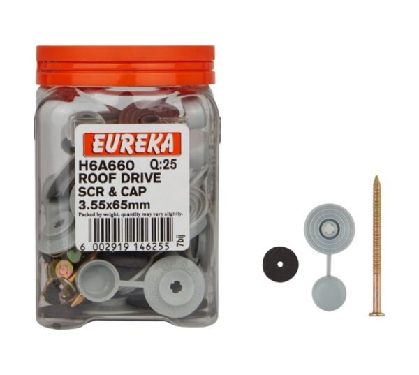 Eureka H6A660 Roof Drive Screw and Cap 355 x 65 mm Eureka H6A660 Roof Drive Screw and Cap 355 x 65 mm — Builders Store SA