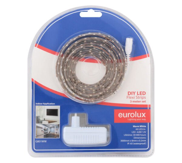 Eurolux G801CW DIY LED Strip Light Warm White 3000 mm â€” Builders Store SA