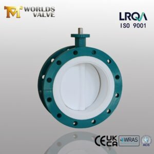 Food Grade White Plastic PTFE PFA Lined Coated Sanitary Wafer Control Butterfly Valve for Strong Basicity Chemical Industry