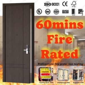 Foshan Yohome UL En as Fire Rated Walnut Wooden Hotel Room Door 35db Fireproof Interior Wood Doors for Houses