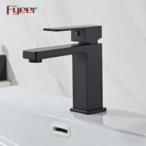 Fyeer Factory Price Matte Black Square Body Solid Brass Bathroom Basin Faucet Fyeer Factory Price Matte Black Square Body Solid Brass Bathroom Basin Faucet