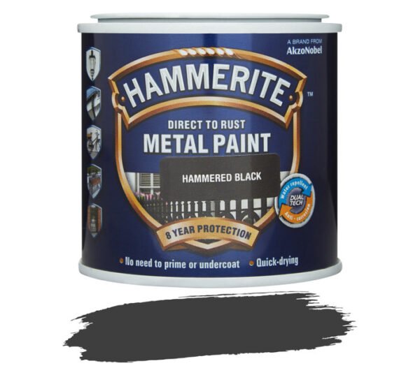 Hammerite Direct to Rust Hammered Metal Paint Black 250 ml Hammerite Direct to Rust Hammered Metal Paint Black 250 ml — Builders Store SA