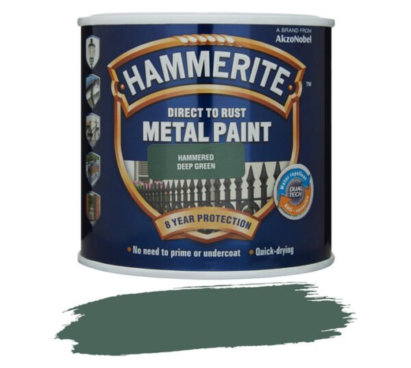Hammerite Direct to Rust Hammered Metal Paint Deep Green 500 â€” Builders Store SA