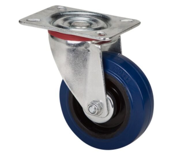 Hillaldam 870074 Super Elastic Fixed Plate Swivel Castor Blu â€” Builders Store SA