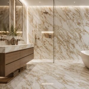 Home Office Indoor Calacatta White with Gold Marble Floor Tiles