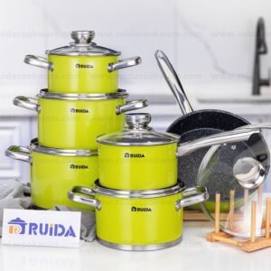 Hot Sale 12PCS Induction Bottom Green Body Cookware Set Hot Sale 12PCS Induction Bottom Green Body Cookware Set