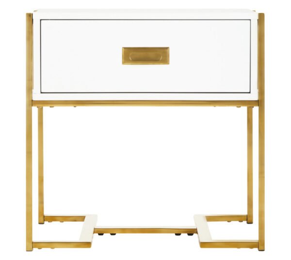 KC Furn Jocise 1 Drawer End Table White and Gold 560 x 560 x â€” Builders Store SA