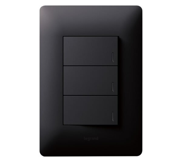Legrand Ysalis 3 Lever 2 Way Switch Black 100 x 50 mm Legrand Ysalis 3 Lever 2 Way Switch Black 100 x 50 mm — Builders Store SA