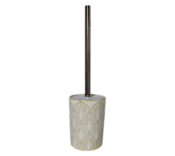 Lusso Ceramic Embossed Toilet Brush Holder Cream â€” Builders Store SA