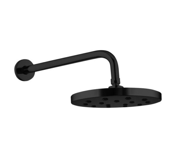 Lusso Round Showerhead with Arm Black 200 mm â€” Builders Store SA