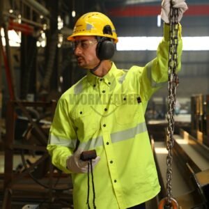Nfpa 2112 7oz Modacrylic Cotton Hi-Vis Fr Work Shirt with Reflective Tape
