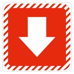 Parrot Products Arrow Sign Red and White 150 x 150 mm â€” Builders Store SA