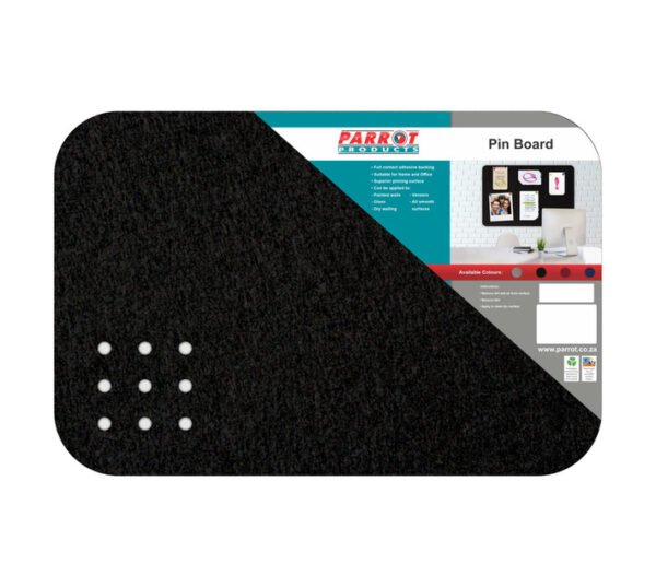 Parrot Products BD0315B Adhesive No Frame Pin Board Black 45 â€” Builders Store SA