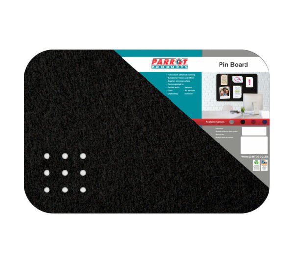 Parrot Products BD0320B Adhesive No Frame Pin Board Black 60 Parrot Products BD0320B Adhesive No Frame Pin Board Black 60 — Builders Store SA