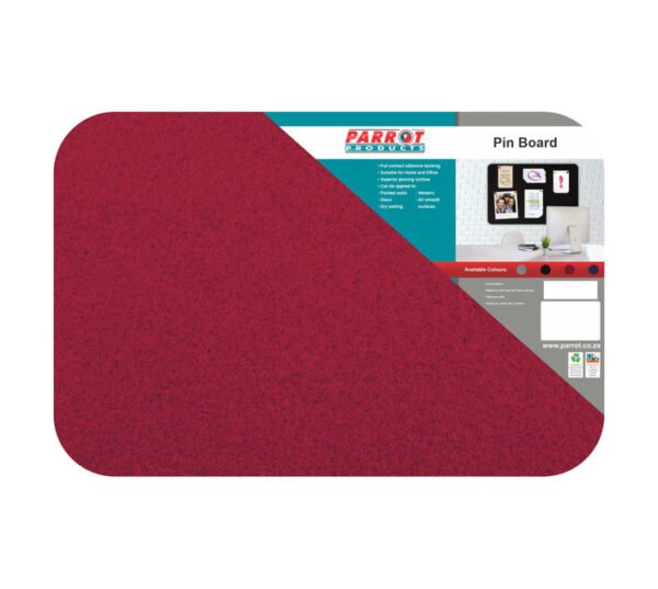 Parrot Products BD0320R Adhesive No Frame Pin Board Red 600 â€” Builders Store SA
