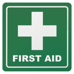 Parrot Products First Aid Sign Green and White 150 x 150 mm â€” Builders Store SA