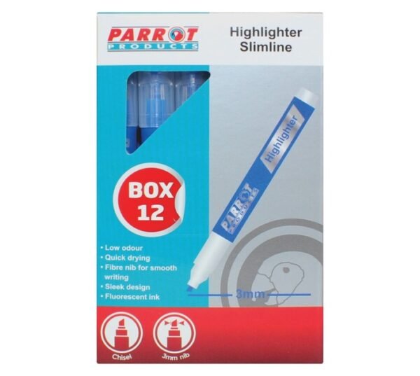 Parrot Products PH2001S 12 x Slimline Highlighter Markers Bl â€” Builders Store SA