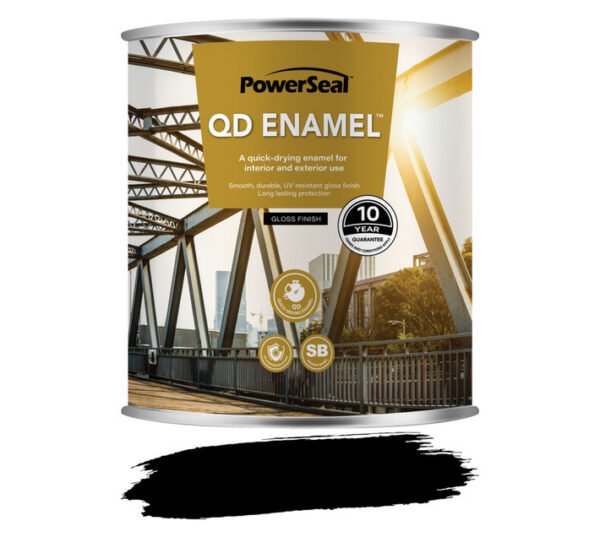 Powerseal QD Enamel Paint Black 1 L â€” Builders Store SA