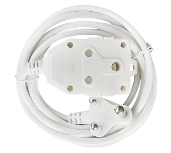 PowerWorx 16A Double Janus Extension Lead White 3000 mm â€” Builders Store SA