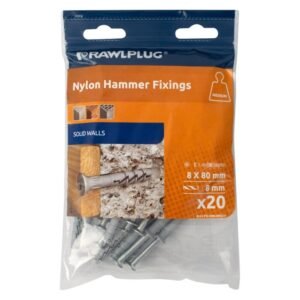 Rawlplug 20 x Nylon Hammer Fixings Screws 80 x 8 mm â€” Builders Store SA