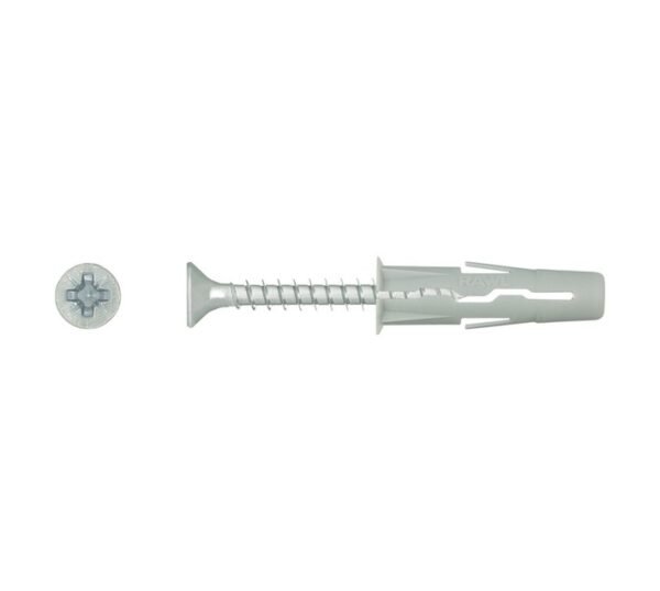 Rawlplug 20 x Universal Uno Plugs and Screws White 8 x 32 mm â€” Builders Store SA