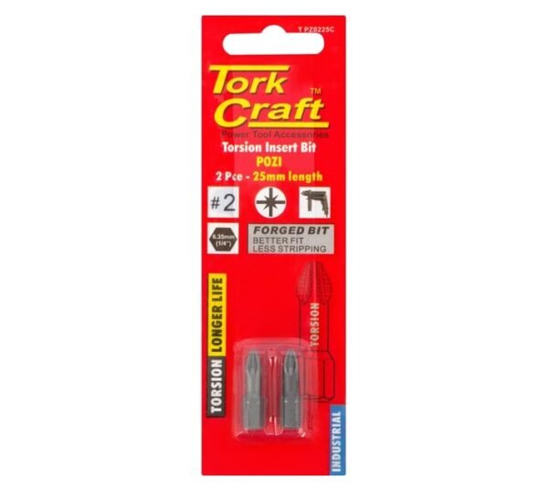 Tork Craft 2 x No2 Insert Pozi Screwdriver Bits 25mm â€” Builders Store SA