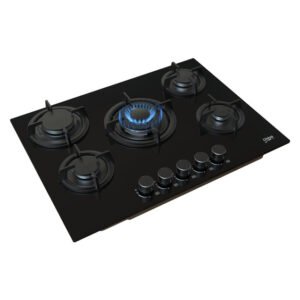 Univa 700 mm 5 Burner Glass Gas Hob Black UGH750G â€” Builders Store SA